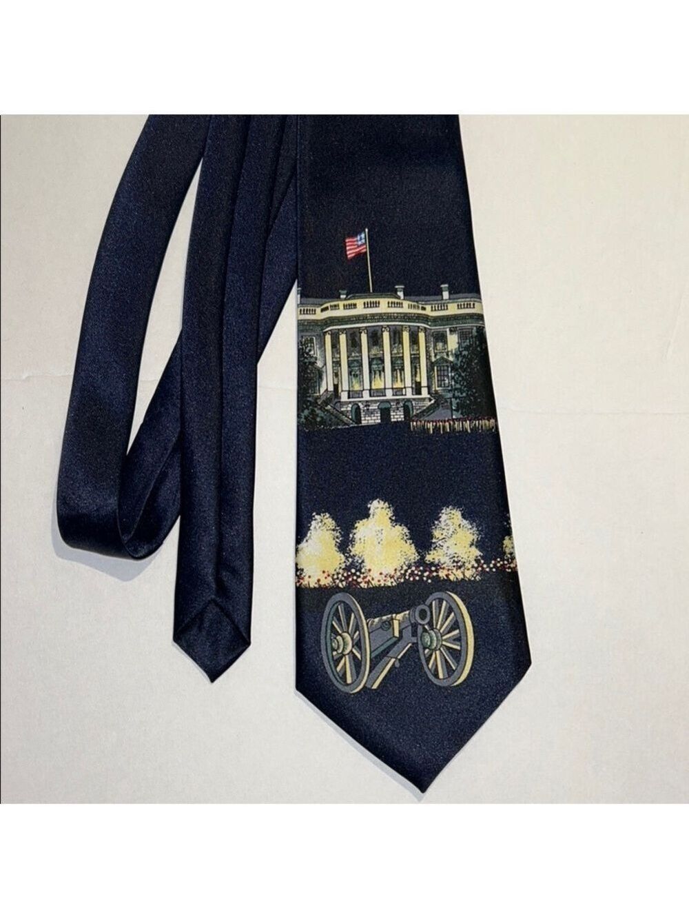Mercedes High Fashion Elegant Navy Blue Necktie with Patriotic Design,handmade